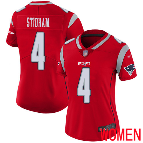 New England Patriots Limited Red Women #4 Jarrett Stidham NFL Jersey Inverted Legend->women nfl jersey->Women Jersey